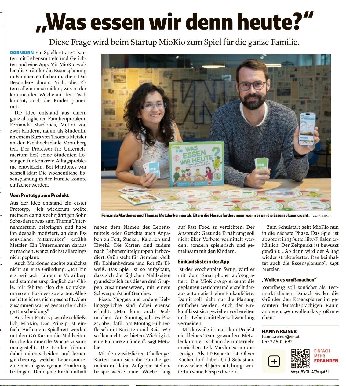 Vorarlberger Nachrichten MioKio Artikel Ausschnitt